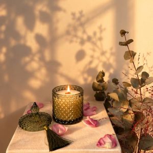 Scented candle 200 g — green cut glass
